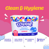 Wippie 2ply Premium Kitchen Towel Strong Absorbent - 1 Bag (3 Rolls x 210 Sheets)