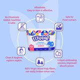 Wippie 2ply Kitchen Cleaning Strong Absorbent Towel For Kitchen/Greasy Oil - 12 Bags (3 Rolls x 210 Sheets)