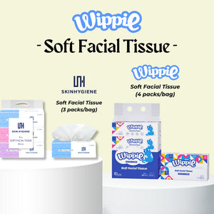 Wippie Gentle Soft Facial Tissues - 120 Pulls (4 Packs) & SH Tisu Muka Lembut 面巾纸 (3 Packs)