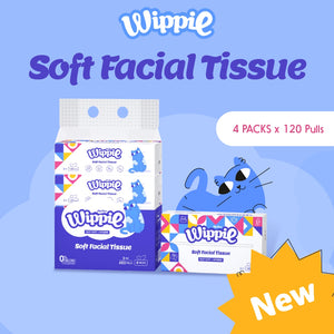 Wippie 3ply Premium Facial Tissue - 1 Bag Grande Premium Size (4 x 480 Pulls)