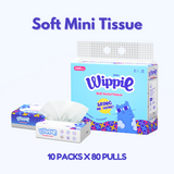 Wippie 3 Ply Premium Soft Mini Pack Size Facial Tissue - ( 1-Bag / 2-Bags / 4-Bags )