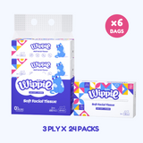 Wippie 3ply Premium Facial Tissue - Grande Premium Size ( 1-Bag / 2-Bags / 3-Bags / 6-Bags / 12-Bags )